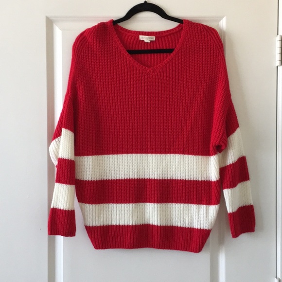 Zenna Outfitters Sweaters - Red and White Oversized Sweater- Women’s